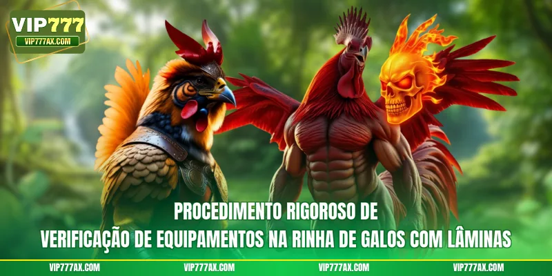 Procedimento rigoroso de verificação de equipamentos na rinha de galos com lâminas