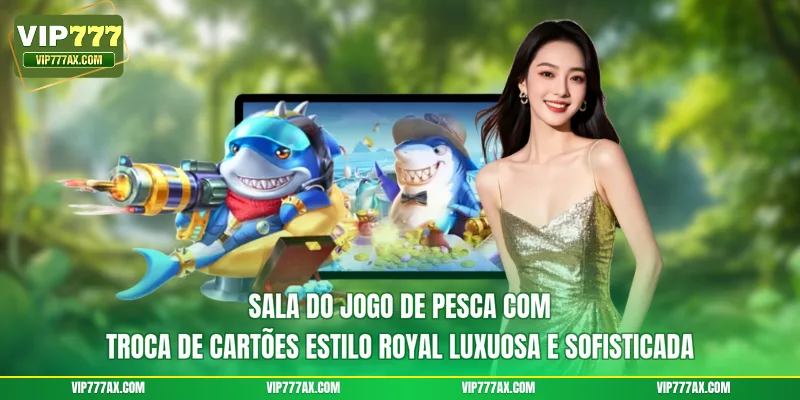Sala do Jogo de pesca com troca de cartões estilo royal luxuosa e sofisticada