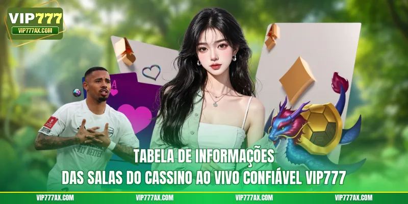 Tabela de informações das salas do cassino ao vivo confiável VIP777